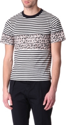 MARNI Mixed stripe and floral print t-shirt