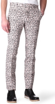 MARNI Floral-sketch printed slim-fit trousers