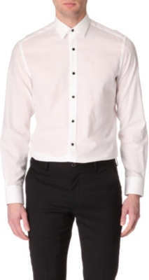 LANVIN Textured glass-button single-cuff shirt