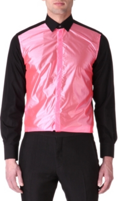 LANVIN Metallic-panel single-cuff shirt
