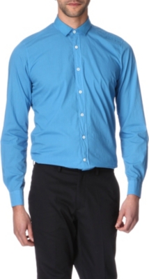 LANVIN Grosgrain-collar slim-fit single cuff shirt