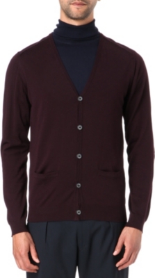 LANVIN Felt-panelled knitted cardigan