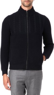 LANVIN Zip-up cable knit cardigan