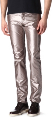 LANVIN Metallic slim-fit straight jeans