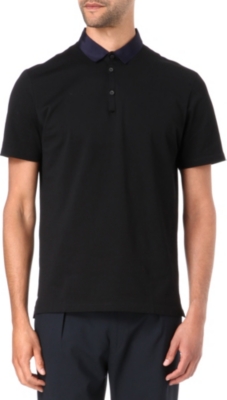 LANVIN Contrasting grosgrain-collar polo shirt