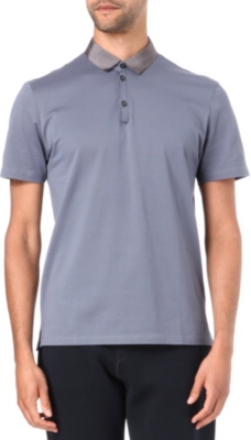 LANVIN Contrasting grosgrain-collar polo shirt