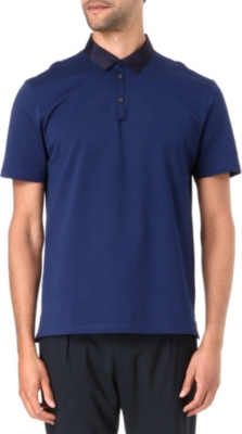 LANVIN Contrasting grosgrain-collar polo shirt