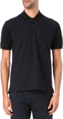 LANVIN Felt-panelled polo shirt