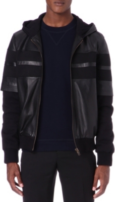 GIVENCHY Leather-panelled hooded jacket