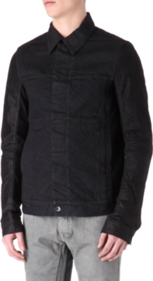 RICK OWENS DRKSHDW Leather-sleeved denim jacket