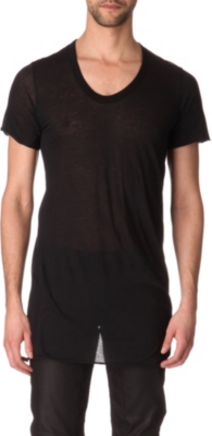 RICK OWENS Long cotton scoop-neck t-shirt