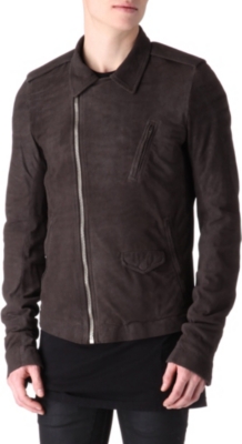 RICK OWENS Suede leather biker jacket