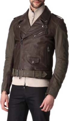 BELSTAFF Ulverston leather and canvas biker jacket