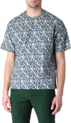 RAF SIMONS Printed button-shoulder t-shirt