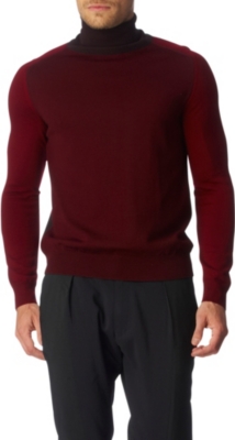 MAISON MARTIN MARGIELA Panelled roll-neck jumper (Red