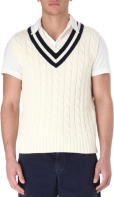 RALPH LAUREN Cable-knit cotton and cashmere-blend vest