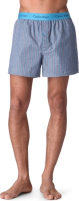 CALVIN KLEIN Striped woven-cotton trunks