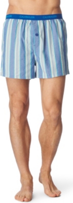 CALVIN KLEIN Woven slim fit boxer shorts (Percy stripe-atlantis