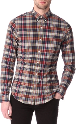 RALPH LAUREN Plaid slim&ndash;fit single cuff shirt