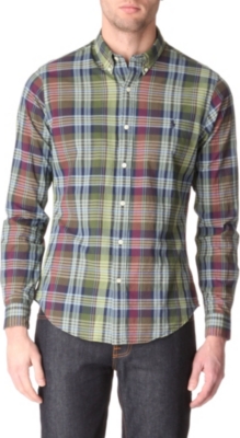 RALPH LAUREN Plaid slim&ndash;fit single cuff shirt
