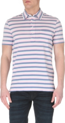 RALPH LAUREN Custom-fit striped pocket polo shirt