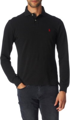 RALPH LAUREN Long&ndash;sleeved slim-fit mesh polo shirt