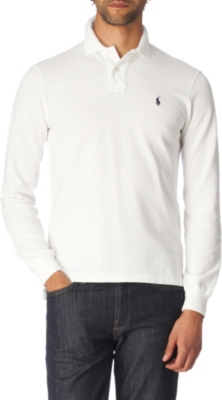 RALPH LAUREN Long&ndash;sleeved slim-fit mesh polo shirt