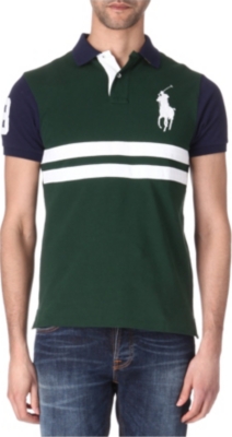 RALPH LAUREN Slim-fit striped big pony polo shirt