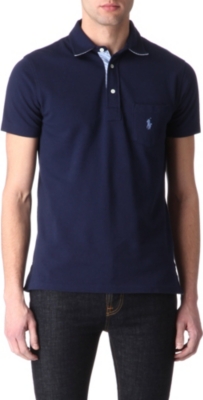 RALPH LAUREN Custom-fit striped-trim polo shirt