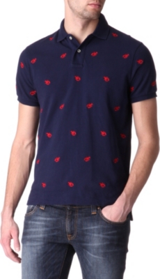 RALPH LAUREN Schiffli classic-fit lobster polo shirt