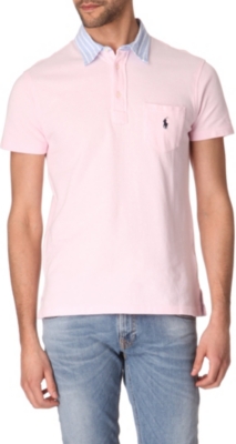 RALPH LAUREN Custom&ndash;fit striped-collar polo shirt
