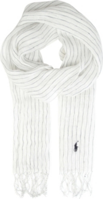 RALPH LAUREN Striped linen scarf
