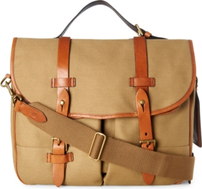 RALPH LAUREN Canvas and leather messenger bag