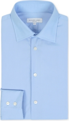 RICHARD JAMES Poplin tailored-fit single-cuff shirt
