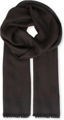 ARMANI COLLEZIONI Wool-blend logo scarf