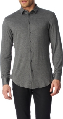 ARMANI Jersey slim fit single cuff shirt (Grey