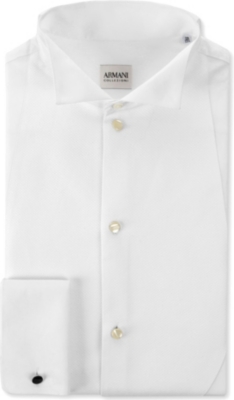 ARMANI Modern-fit double-cuff tuxedo shirt