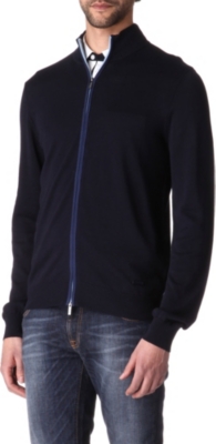 ARMANI Contrast zip-up cardigan