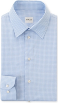 ARMANI Checked modern fit single cuff shirt