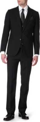 ARMANI Metropolitan three-piece silk-striped suit