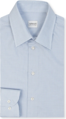 ARMANI Checked single cuff shirt