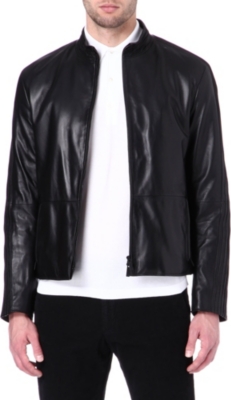 ARMANI Piped leather jacket