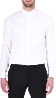ARMANI Grandad-collar modern-fit shirt