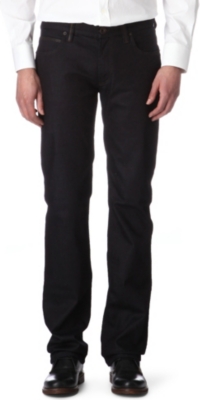 ARMANI J15 regular-fit leather-trim jeans
