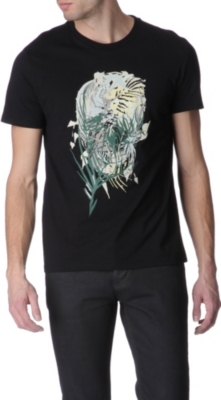 ALEXANDER MCQUEEN Skull and leaf-print t-shirt