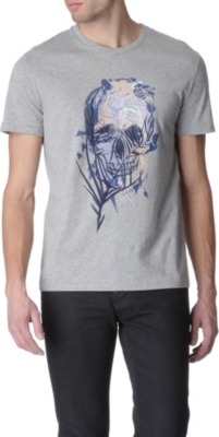 ALEXANDER MCQUEEN Skull and leaf-print t-shirt