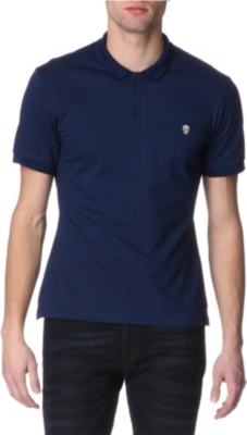 ALEXANDER MCQUEEN Embroidered-skull cotton-piqué polo shirt