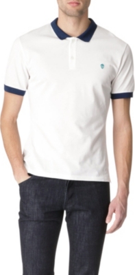 ALEXANDER MCQUEEN Embroidered-skull cotton-piqu&eacute; polo shirt