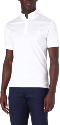 ALEXANDER MCQUEEN Mercirised skull-appliqué polo shirt