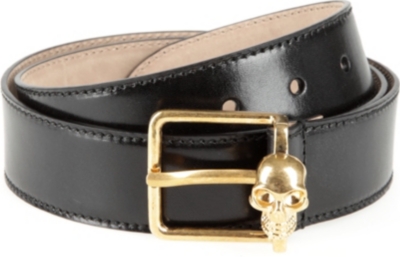 ALEXANDER MCQUEEN Gold skull buckle belt